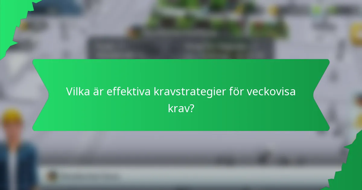 Vilka är effektiva kravstrategier för veckovisa krav?