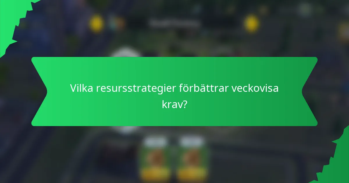 Vilka resursstrategier förbättrar veckovisa krav?